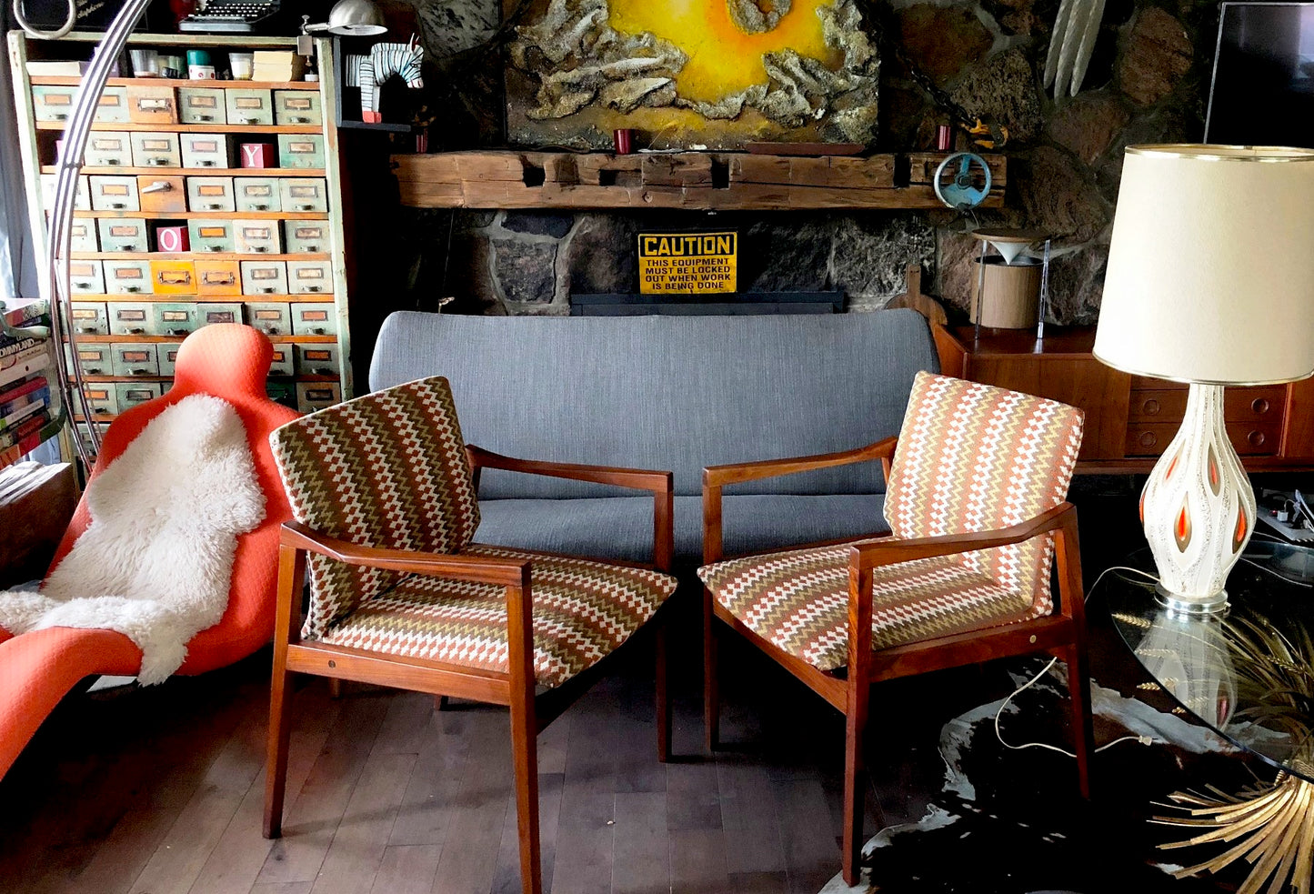 A Pair of REFINISHED REUPHOLSTERED MCM Walnut Armchairs by Walter Nugent, each $499 - Mid Century Modern Toronto