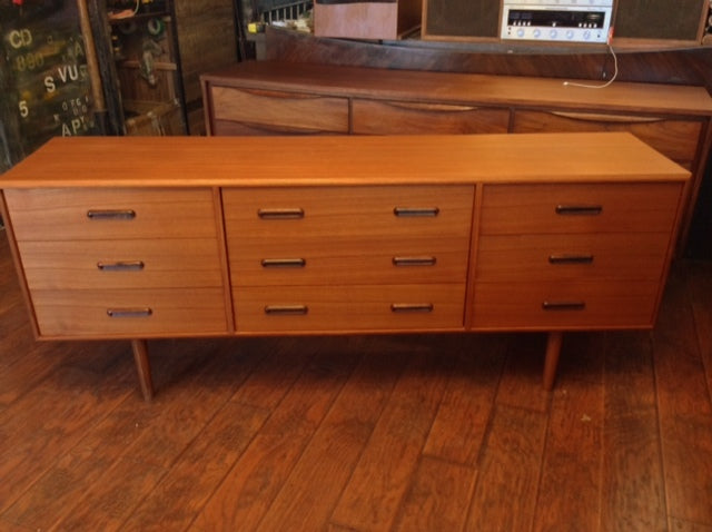 REFINISHED Mid-Century Modern Teak 9 drawers Dresser - Mid Century Modern Toronto