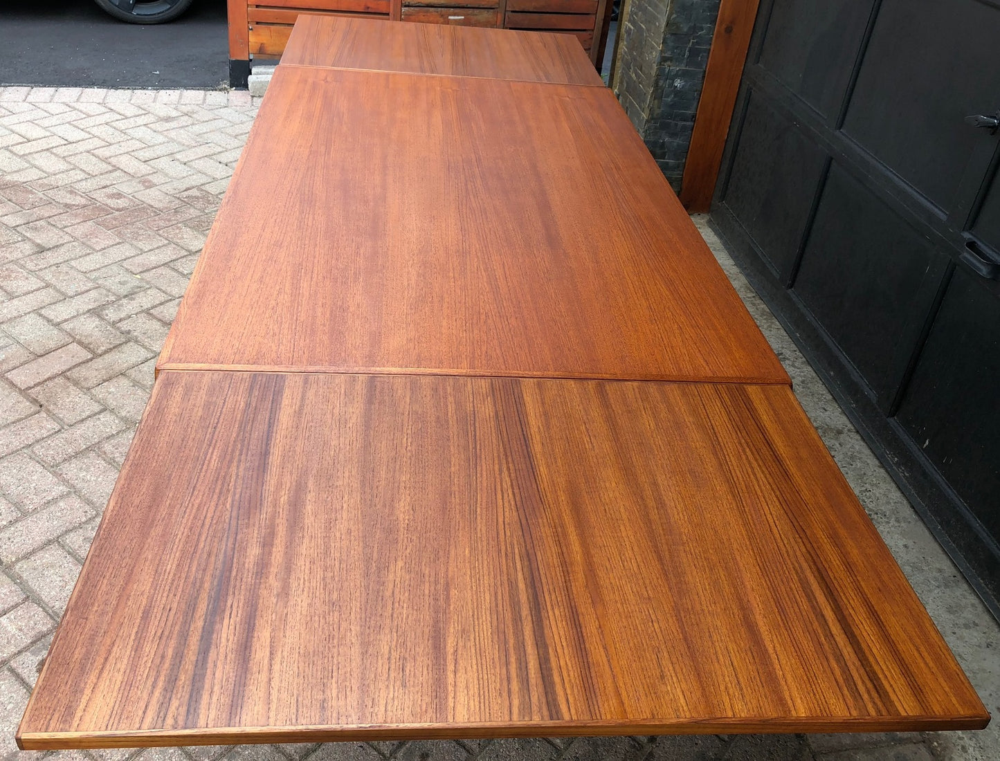 REFINISHED MCM Teak Table w 2 leaves by I.Jensen SCAN TEAK, perfect 55"-98" - Mid Century Modern Toronto