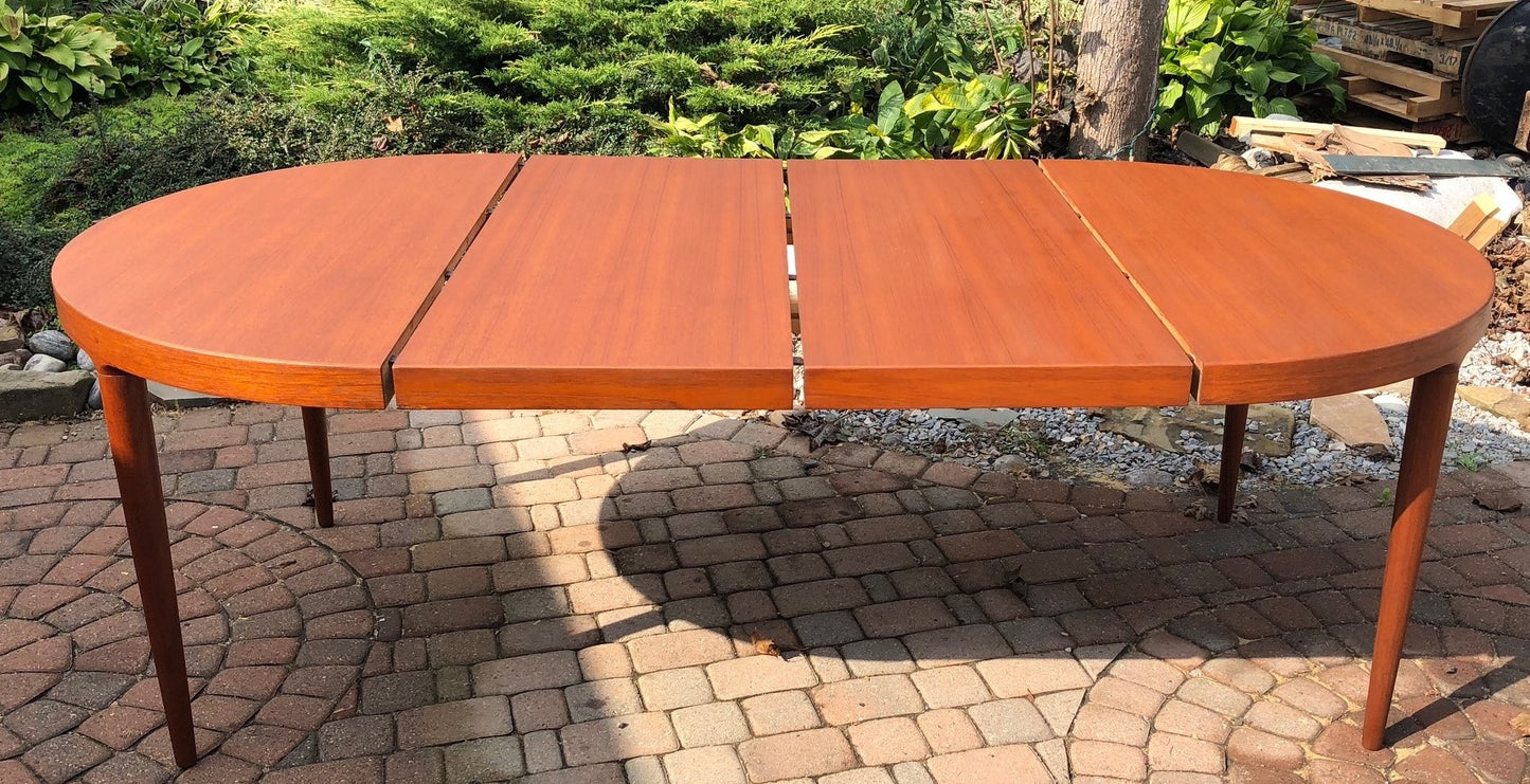 REFINISHED Danish MCM Round Teak Table w 2 Leaves 47"-86.5" by Harry Ostergaard - Mid Century Modern Toronto