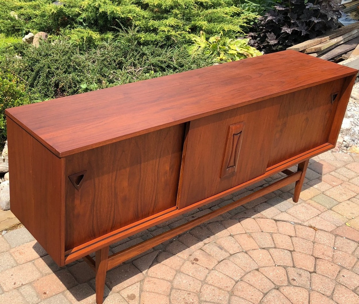 RESERVED for M. ****REFINISHED MCM Walnut Sideboard TV Console 70"almost perfect - Mid Century Modern Toronto