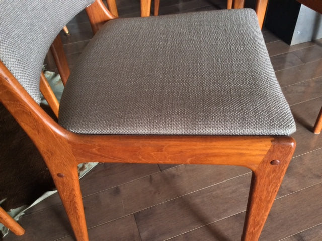 6 Danish MCM Teak Chairs REUPHOLSTERED (2 armchairs, 4 side chairs), $200 each - Mid Century Modern Toronto