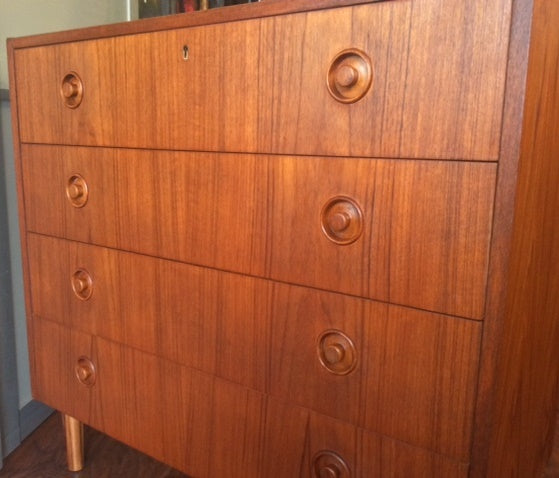 REFINISHED Mid Century Modern Teak Dresser 4 Drawers 31" - Mid Century Modern Toronto