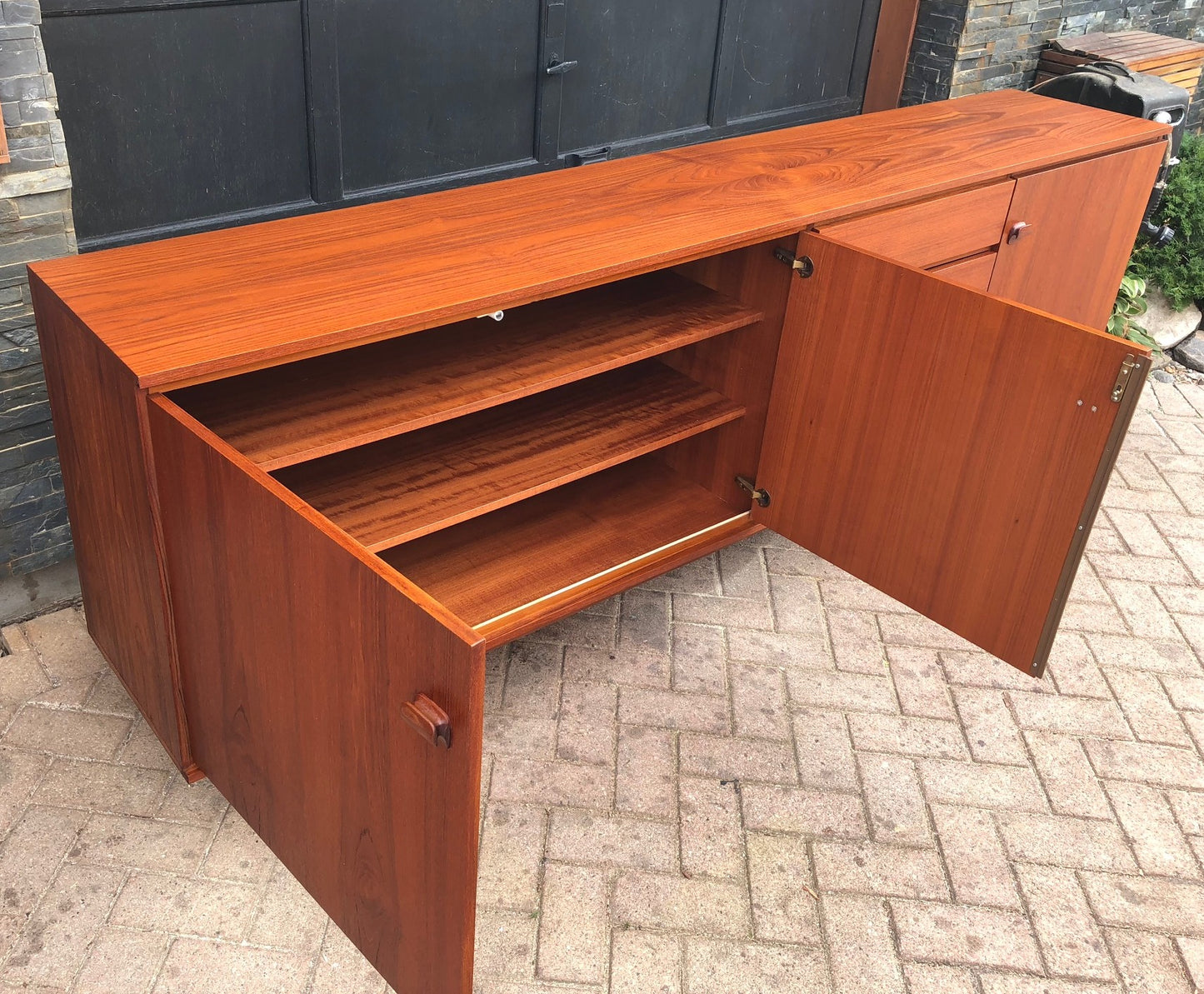 REFINISHED MCM Teak High and Long Credenza 94.5" - Mid Century Modern Toronto