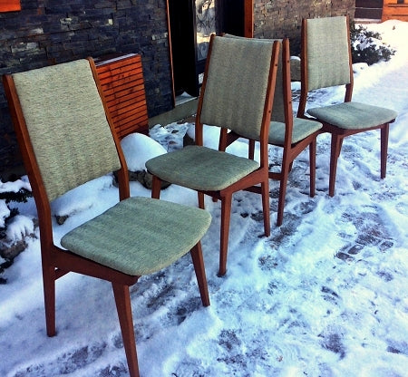 4 Danish MCM Teak Chairs High Back with floating seats $25 each CLEARANCE SALE - Mid Century Modern Toronto