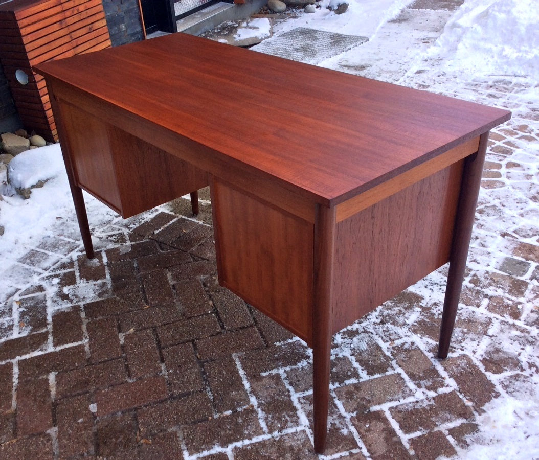 Danish Mid Century Modern Teak Desk REFINISHED Free Standing - Mid Century Modern Toronto