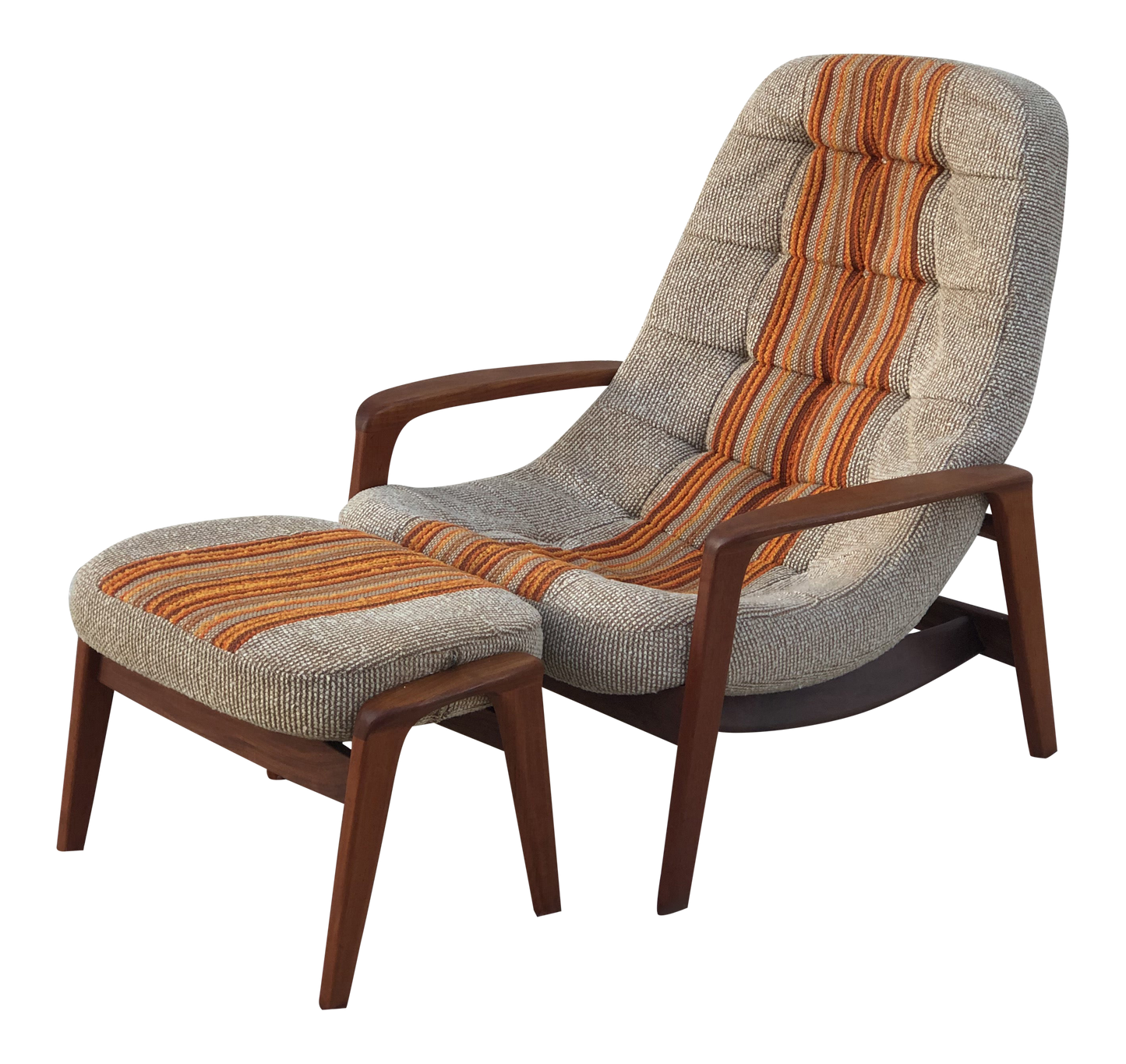 REFINISHED Iconic MCM Solid Teak Lounge Chair & Ottoman Scoop by Huber. Custom upholstery, PERFECT - Mid Century Modern Toronto