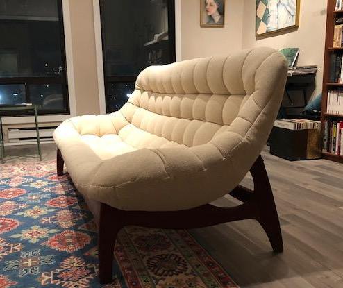 SOLD -REFINISHED custom REUPHOLSTERED Teak MCM R.Huber Scoop Sofa - Mid Century Modern Toronto