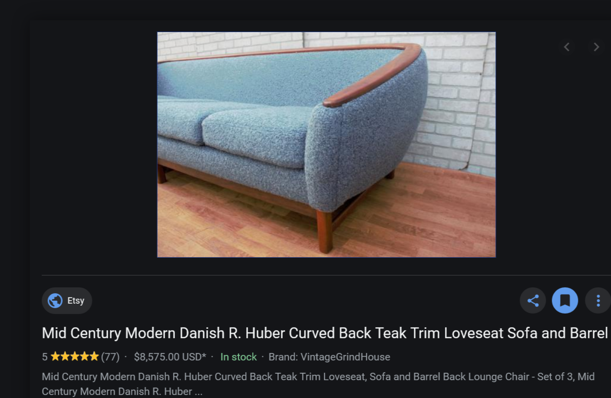 MCM Huber Barrel Back Teak Sofa & Lounge Chair, will be REFINISHED & REUPHOLSTERED