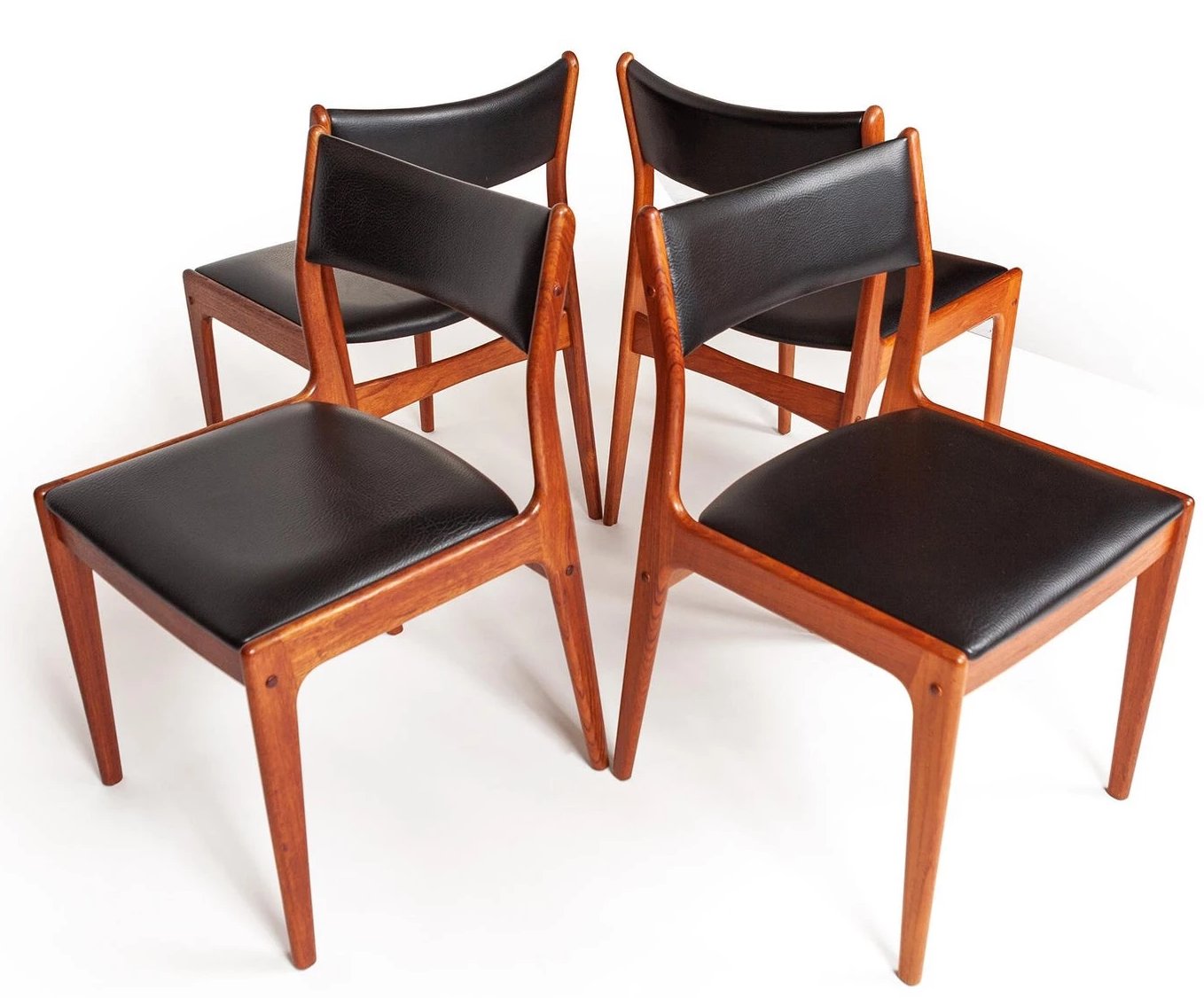 4 MCM Teak Chairs by Johannes Andersen RESTORED will be REUPHOLSTERED for you, each $245 - Mid Century Modern Toronto