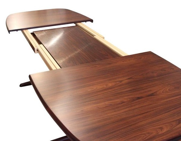 REFINISHED Large Danish MCM Rosewood Table 2 Leaves 65-108.5" PERFECT, treated for durability - Mid Century Modern Toronto