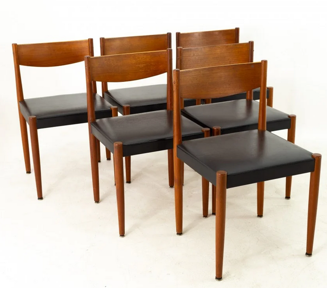6 REFINISHED REUPHOLSTERED Danish MCM Teak Chairs by P. Volther for Frem Rojle
