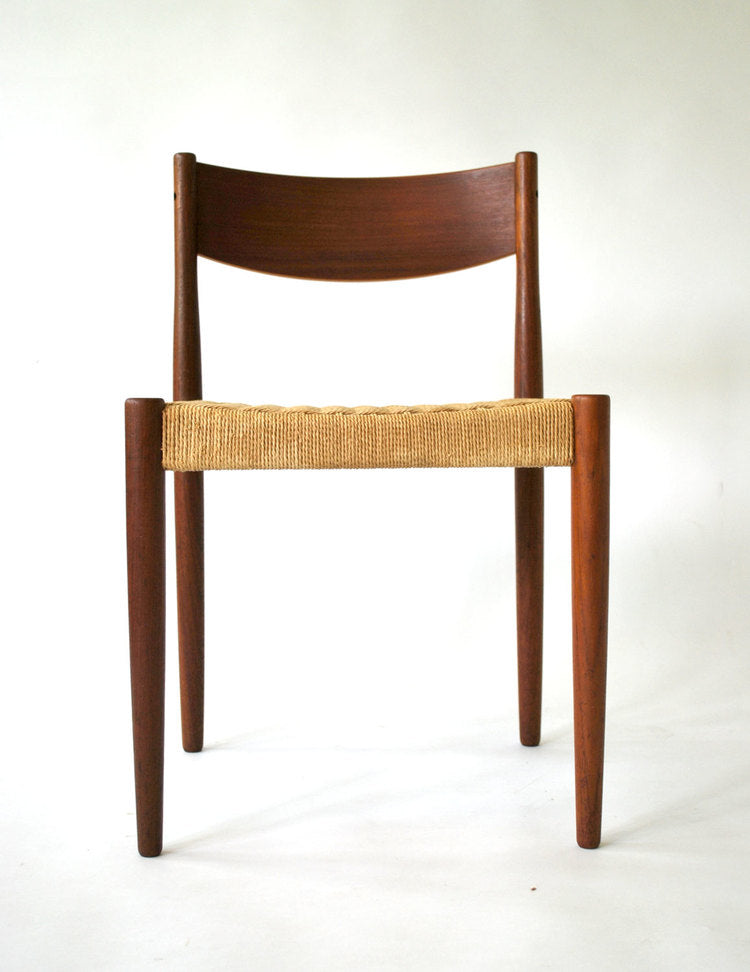 2 REFINISHED Danish MCM Teak & Papercord Chairs by P. Volther for Frem Rojle