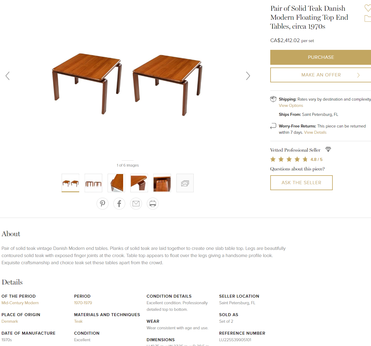 REFINISHED Danish MCM SOLID Teak Coffee Table square 27, perfect - Mid Century Modern Toronto