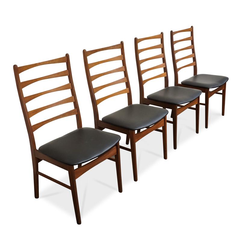 4 Danish MCM Teak Ladder-back Chairs RESTORED, ready for new upholstery, each $229 only - Mid Century Modern Toronto