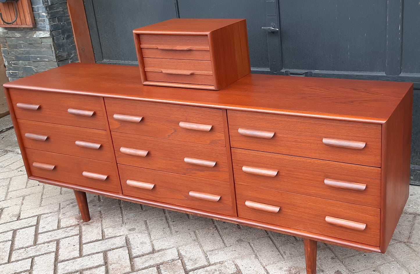 Reserved for T.H. REFINISHED MCM Teak Dresser 9 Drawers PERFECT - Mid Century Modern Toronto