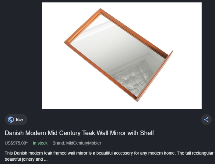 REFINISHED MCM Teak Floating Shelf & Mirror, PERFECT - Mid Century Modern Toronto