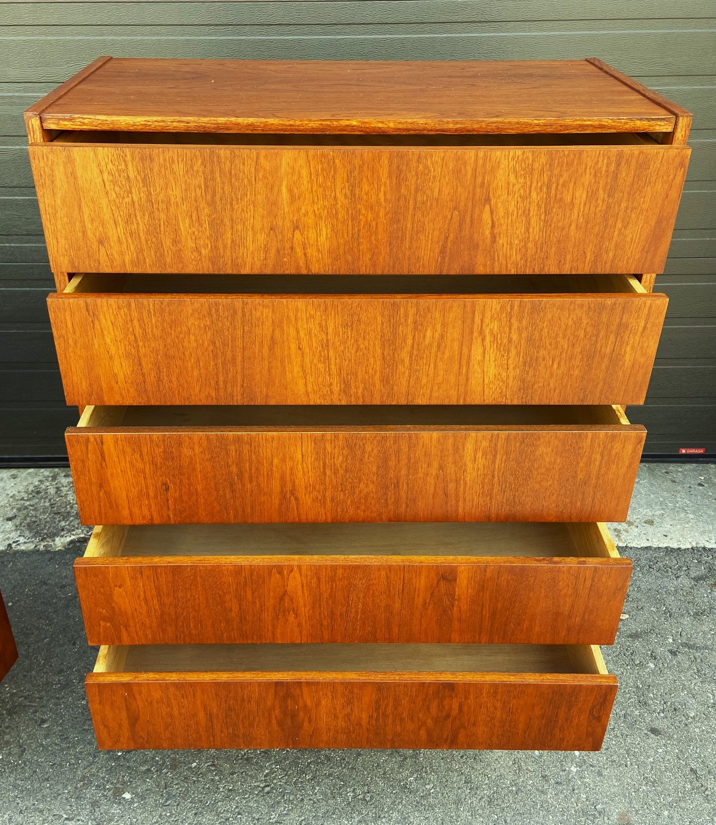 REFINISHED Mid Century Modern teak tallboy dresser