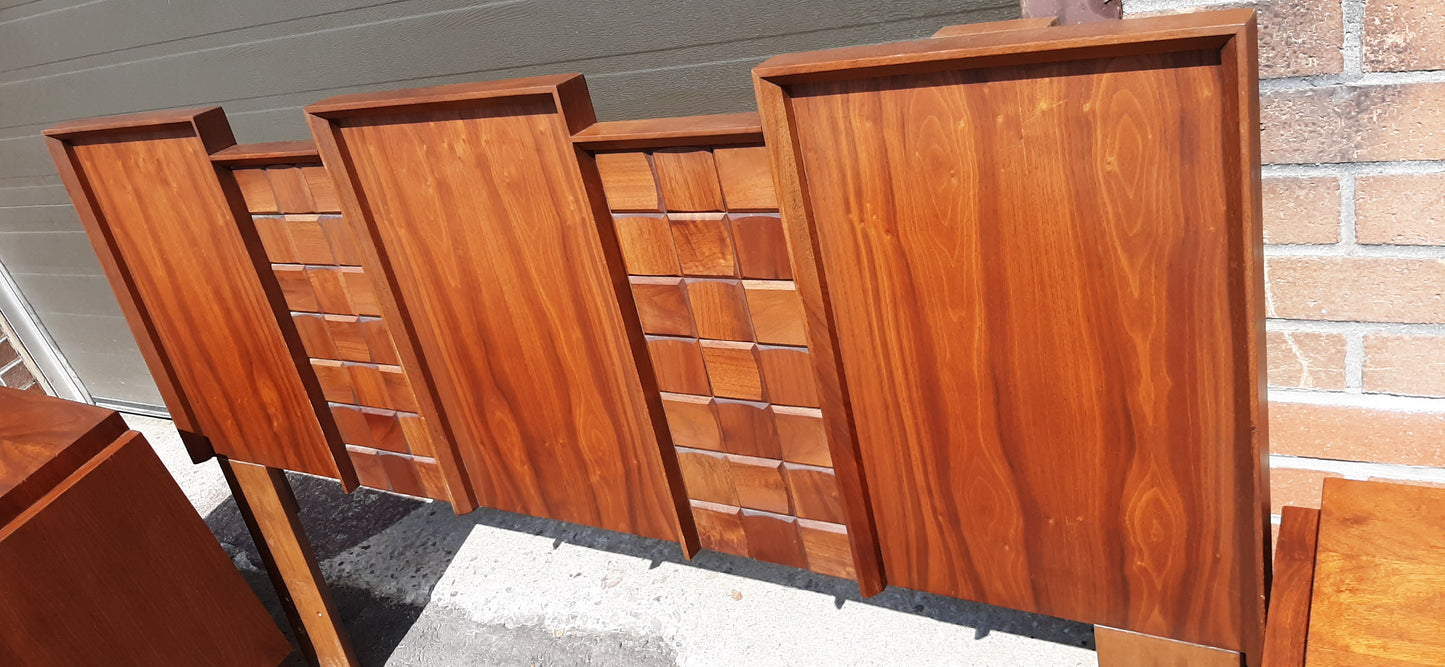RESERVED for Bryan***REFINISHED MCM Walnut Brutalist Bedroom SET in Paul Evans style, PERFECT