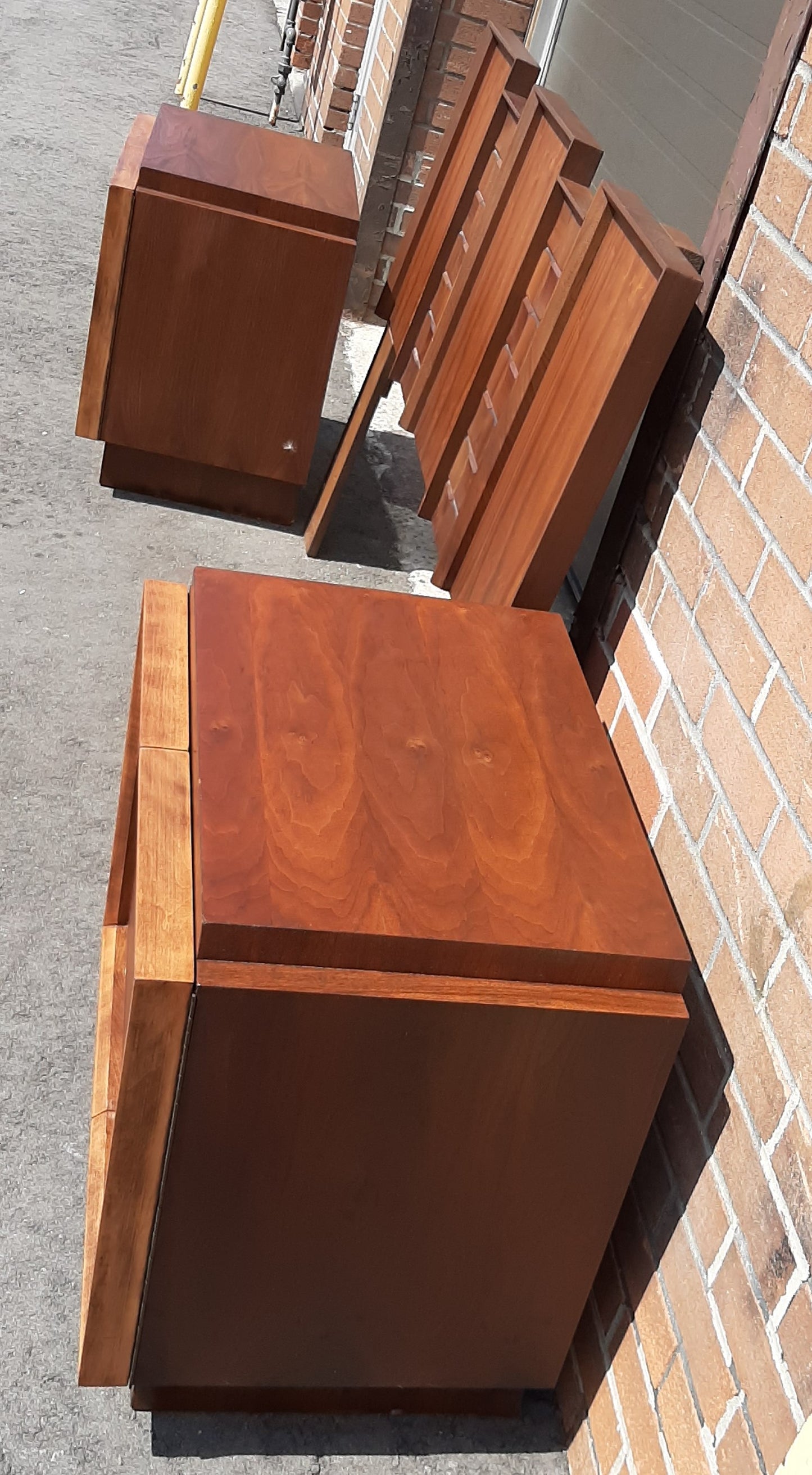 REFINISHED MCM Walnut Brutalist Bedroom SET in Paul Evans style, PERFECT