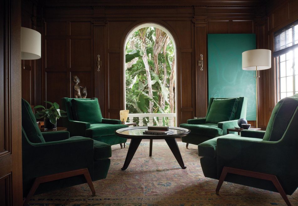 Emerald velvet color Mid Century Modern furniture new trends for 2019