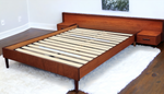 REFINISHED Mid Century Modern Teak Bed w Floating Nightstands Queen 7
