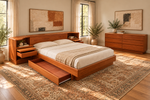 RESTORED MCM Teak Bed Queen w Storage & Nightstands & Dresser by Mobican 1