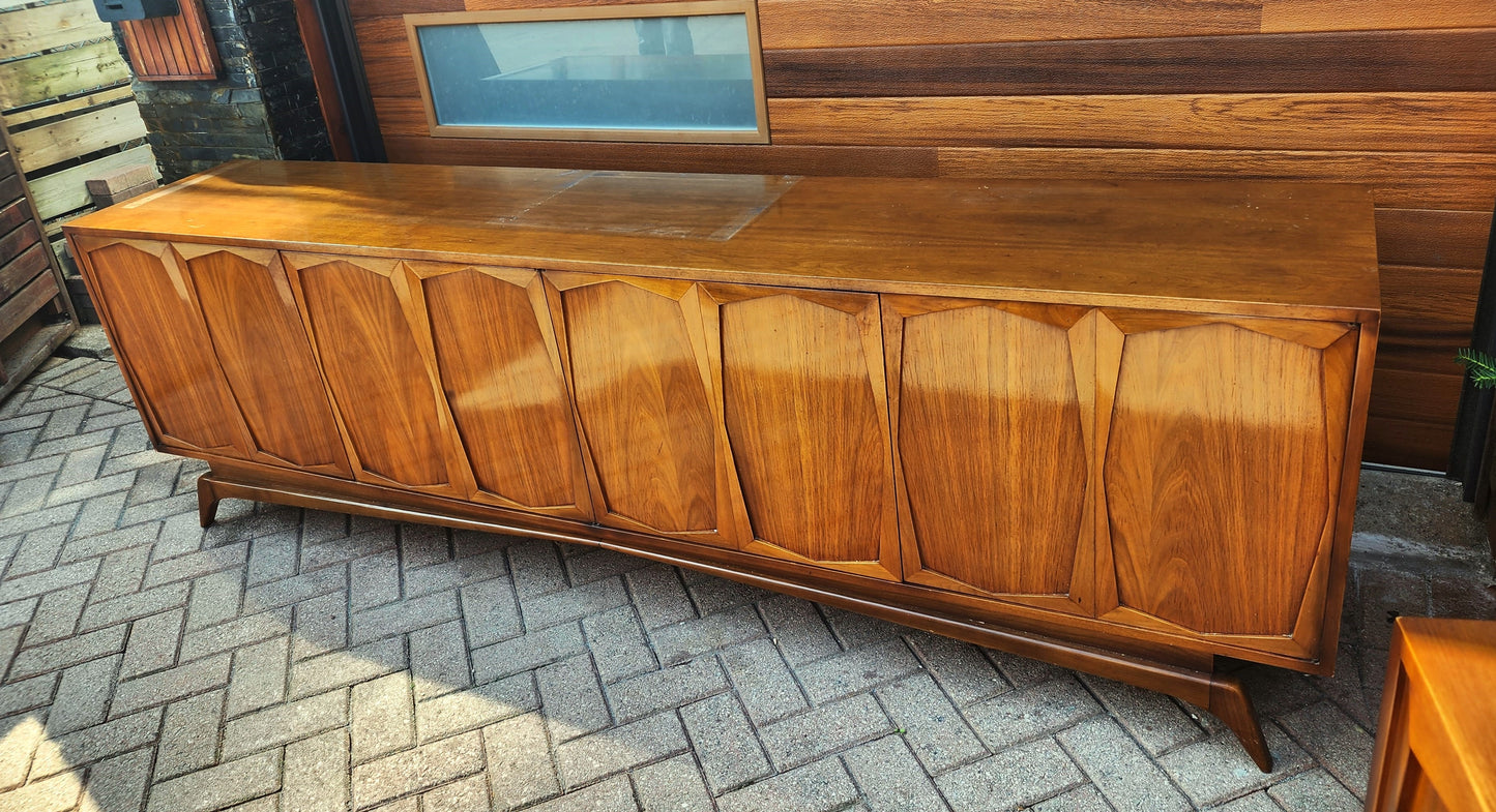 REFINISHED Exceptional  Mid Century Modern Walnut Sideboard  96"