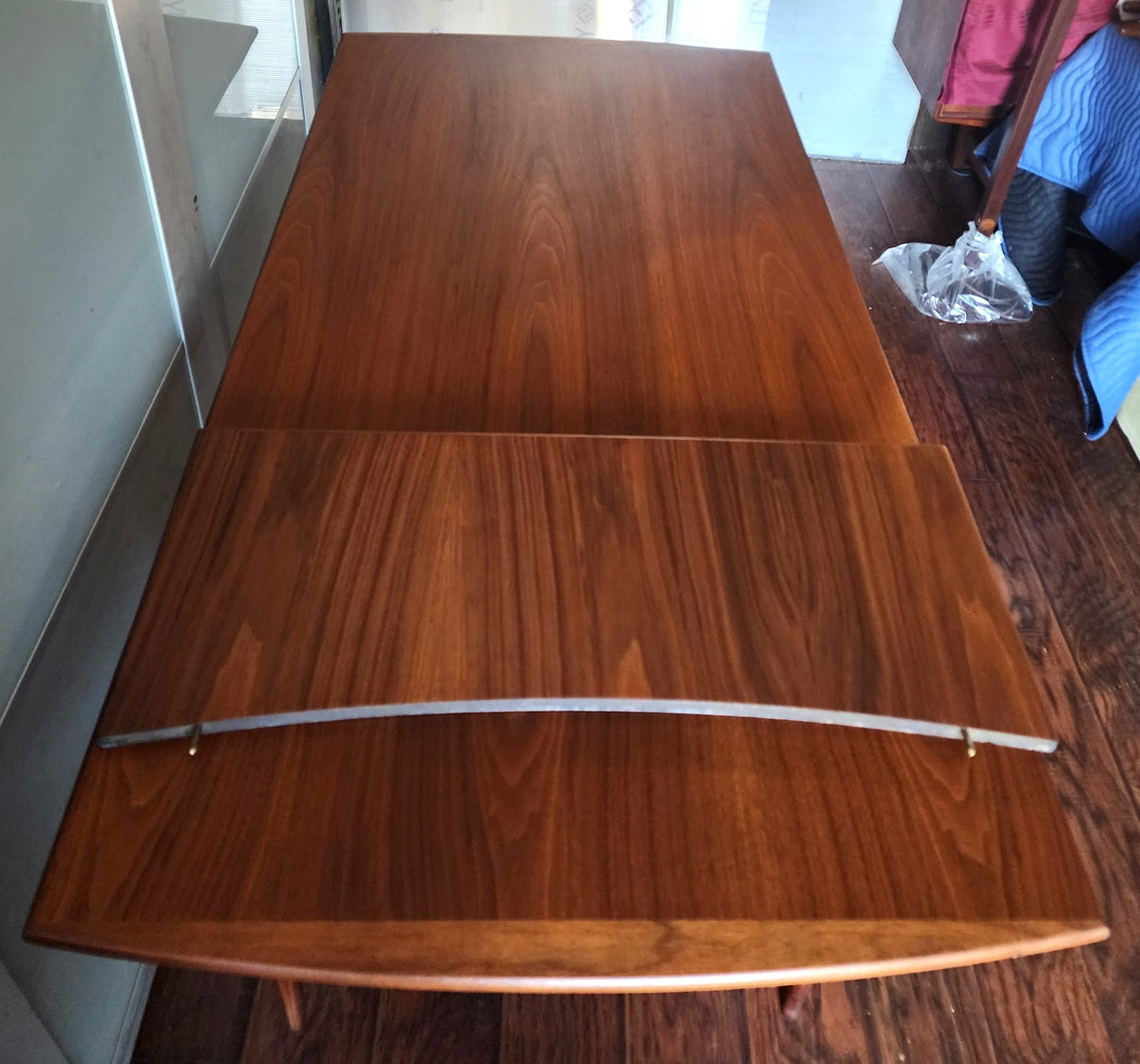 REFINISHED Mid Century Modern Walnut Extendable Dining Table 62.5