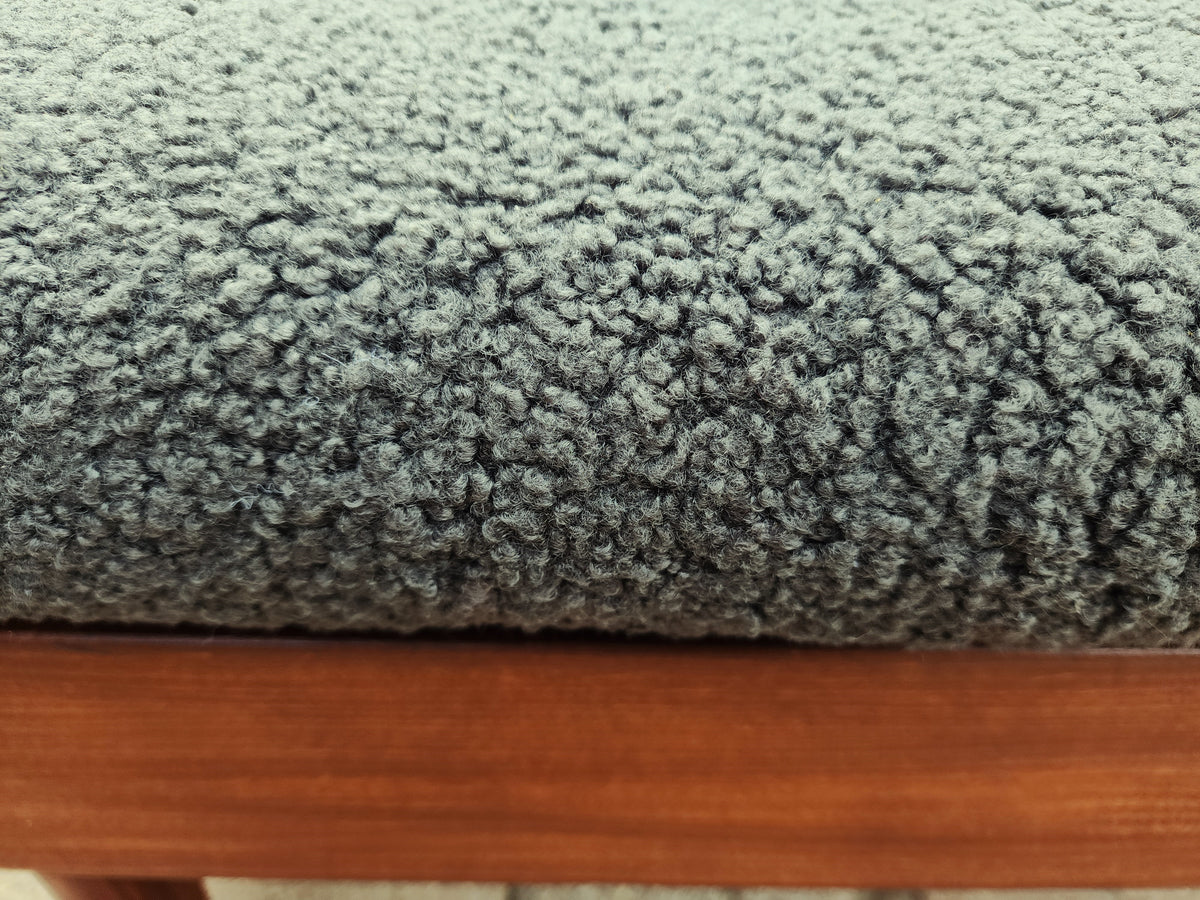 REFINISHED MCM Teak Loveseat Daybed & 3 Armchairs by Toothill, UK REUPHOLSTERED