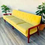 REFINISHED REUPHOLSTERED Mid Century Modern Teak 4-Seater Sofa by R.Huber 1