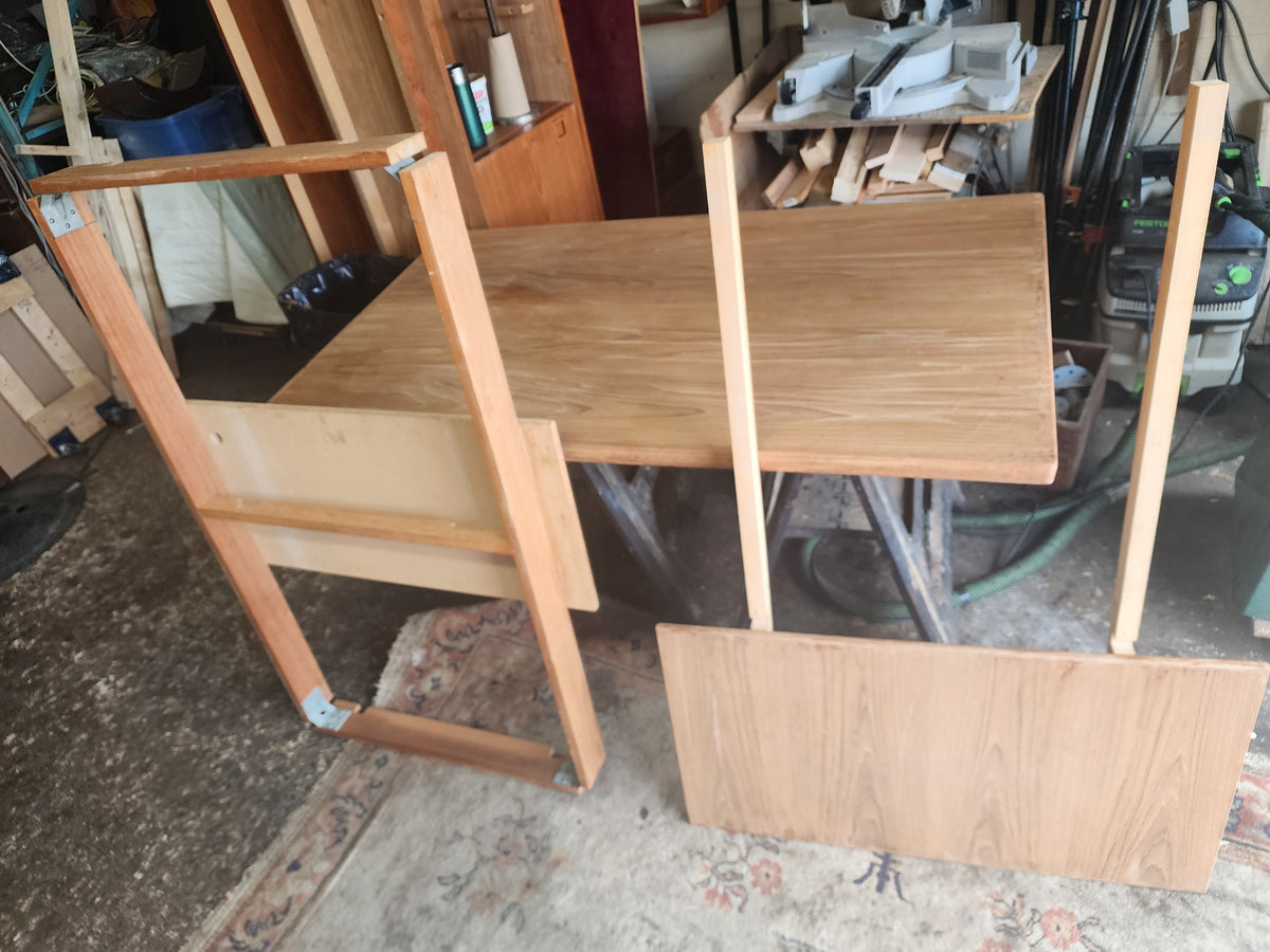 REFINISHED Danish MCM Teak Draw Leaf Table by H. Kjaernulf  57