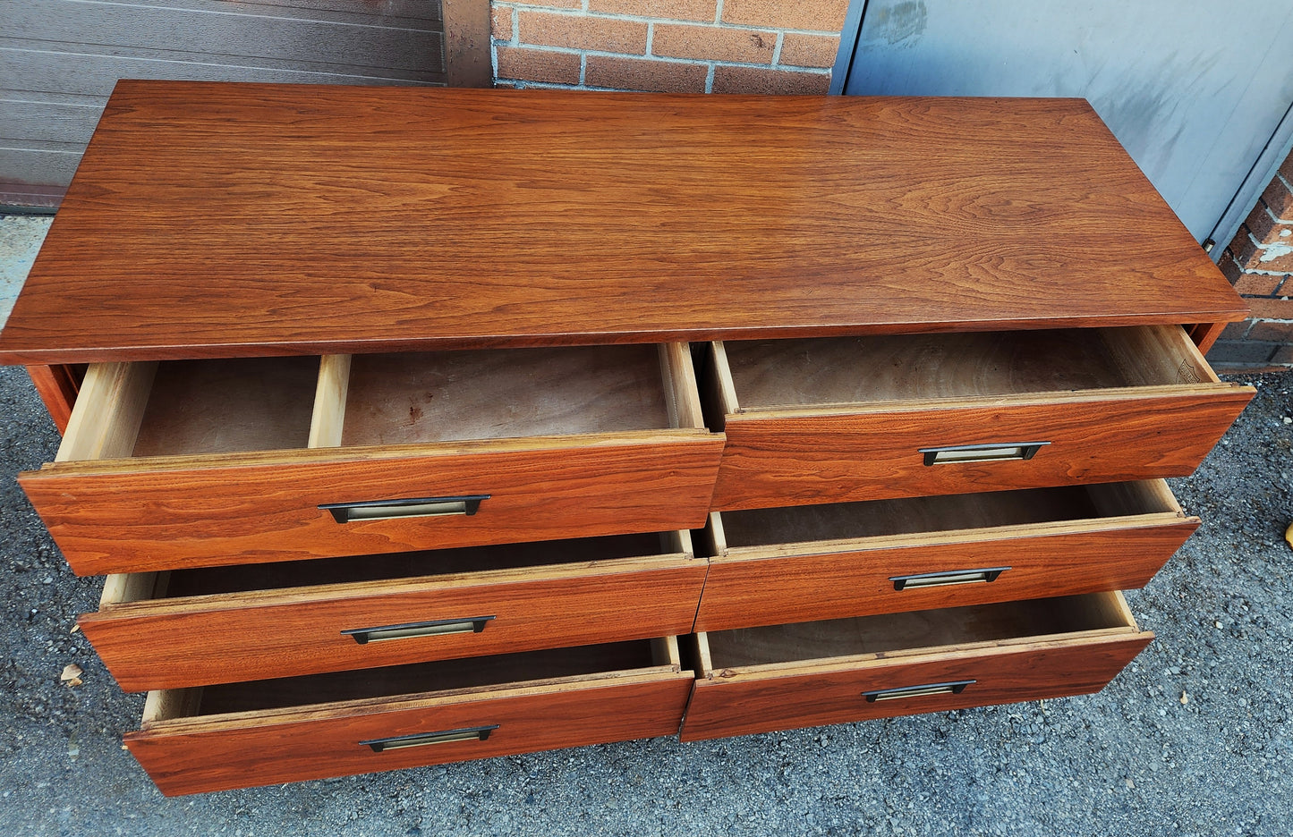 REFINISHED Mid Century Modern Walnut Dresser 6 Drawers by Gibbard 58"