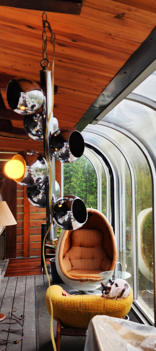 Mid Century Modern Chrome and Glass 6 Eyeballs Ceiling Chandelier Lamp – Mid Century Modern Toronto