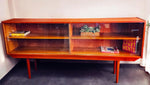 REFINISHED Danish Mid Century Modern Teak Display w Finished Back 72