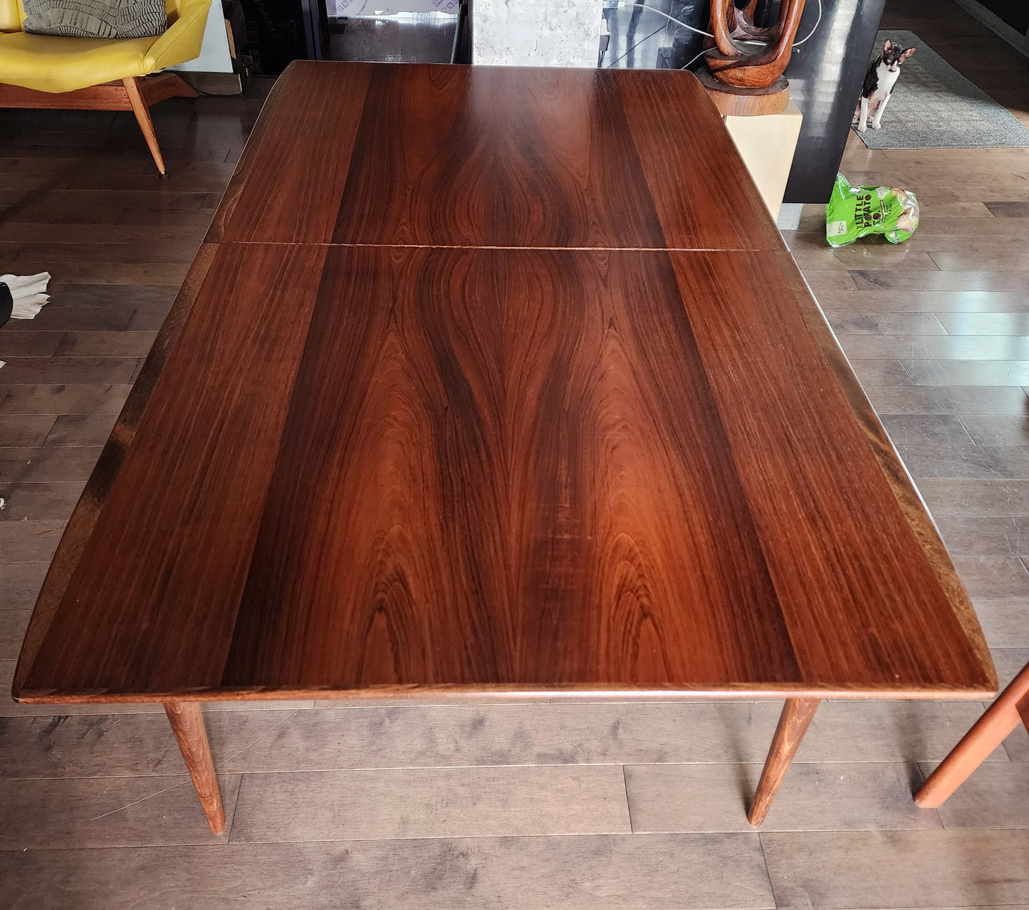 REFINISHED MCM Rosewood Table w 2 leaves 59" - 95", "Cortina" by Svante Skogh, Sweden