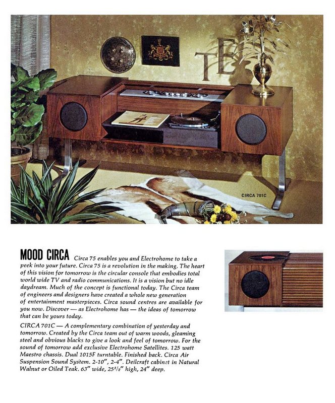REFINISHED MCM Electrohome Circa 75 Model 701 Stereo Console Space Age Teak