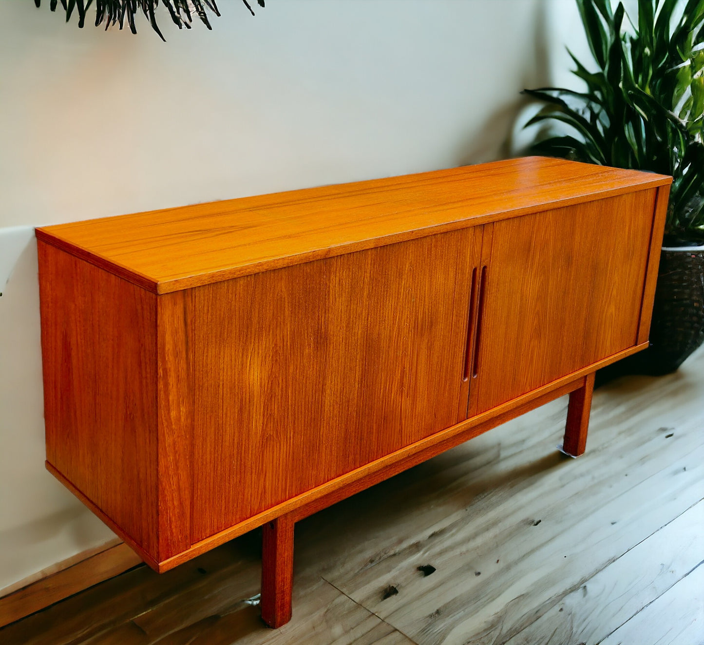 REFINISHED Danish Mid Century Modern Teak Tambour Credenza 65" by Svend Aage Larsen