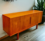 On Hold***REFINISHED Danish Mid Century Modern Teak Tambour Credenza 65