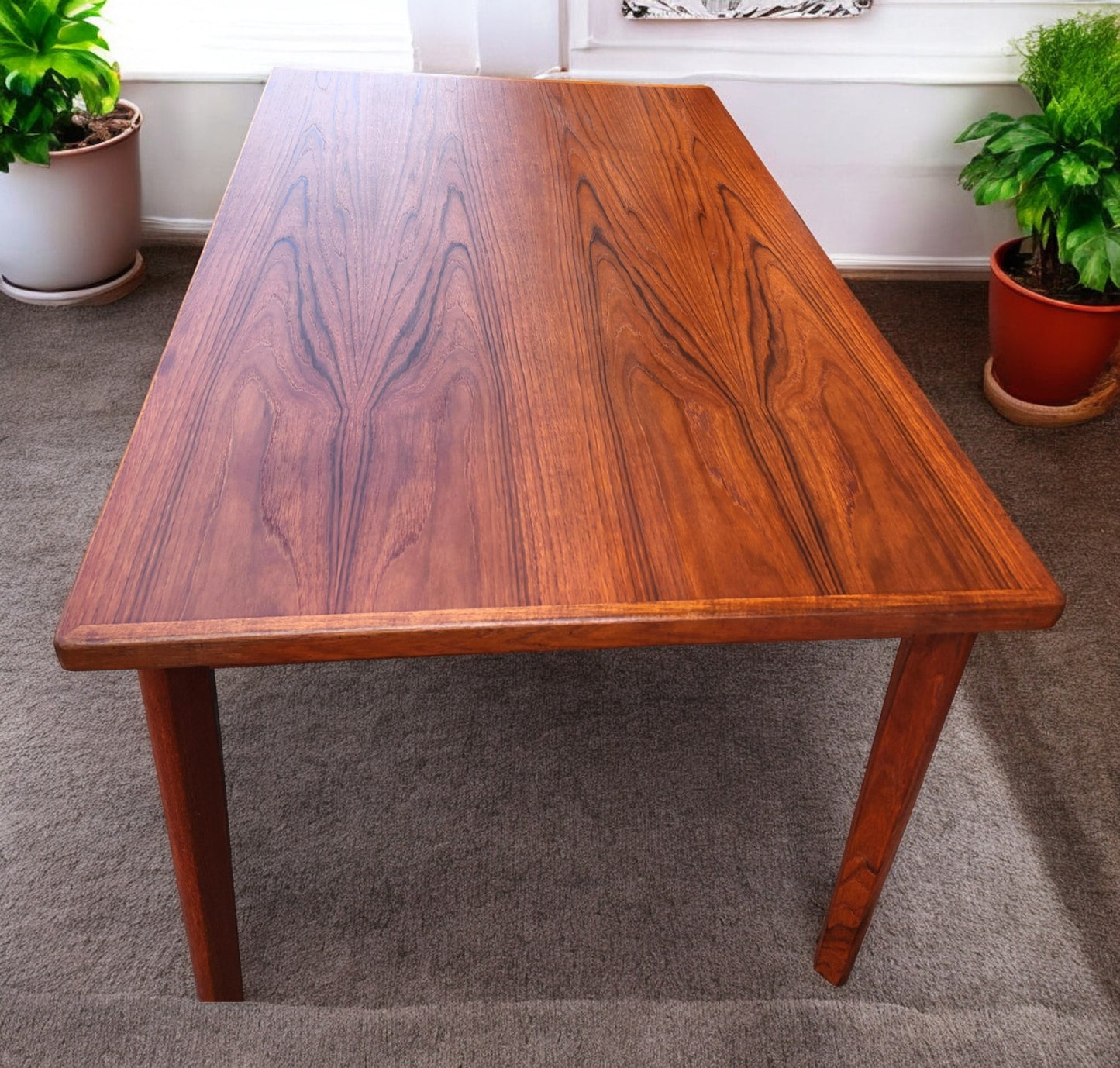 REFINISHED Danish MCM Teak Draw Leaf Table by H. Kjaernulf  57" - 96"