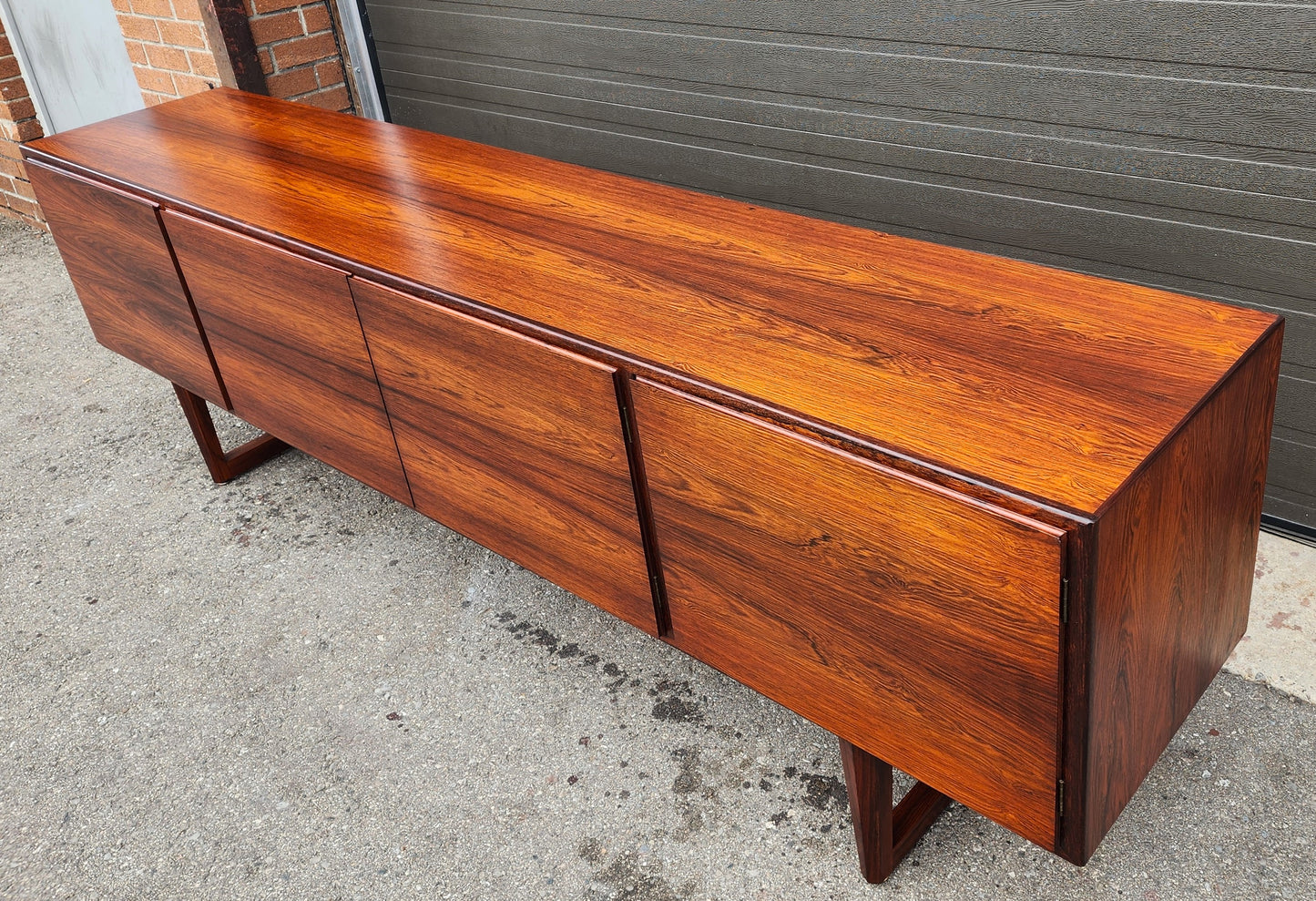 REFINISHED Danish Mid Century Modern Brazilian Rosewood Sideboard 95"