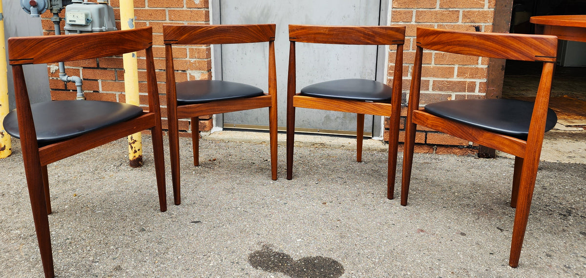 REFINISHED Danish MCM ROUNDETTE Teak Extension Table & 4 Chairs by Hans Olsen