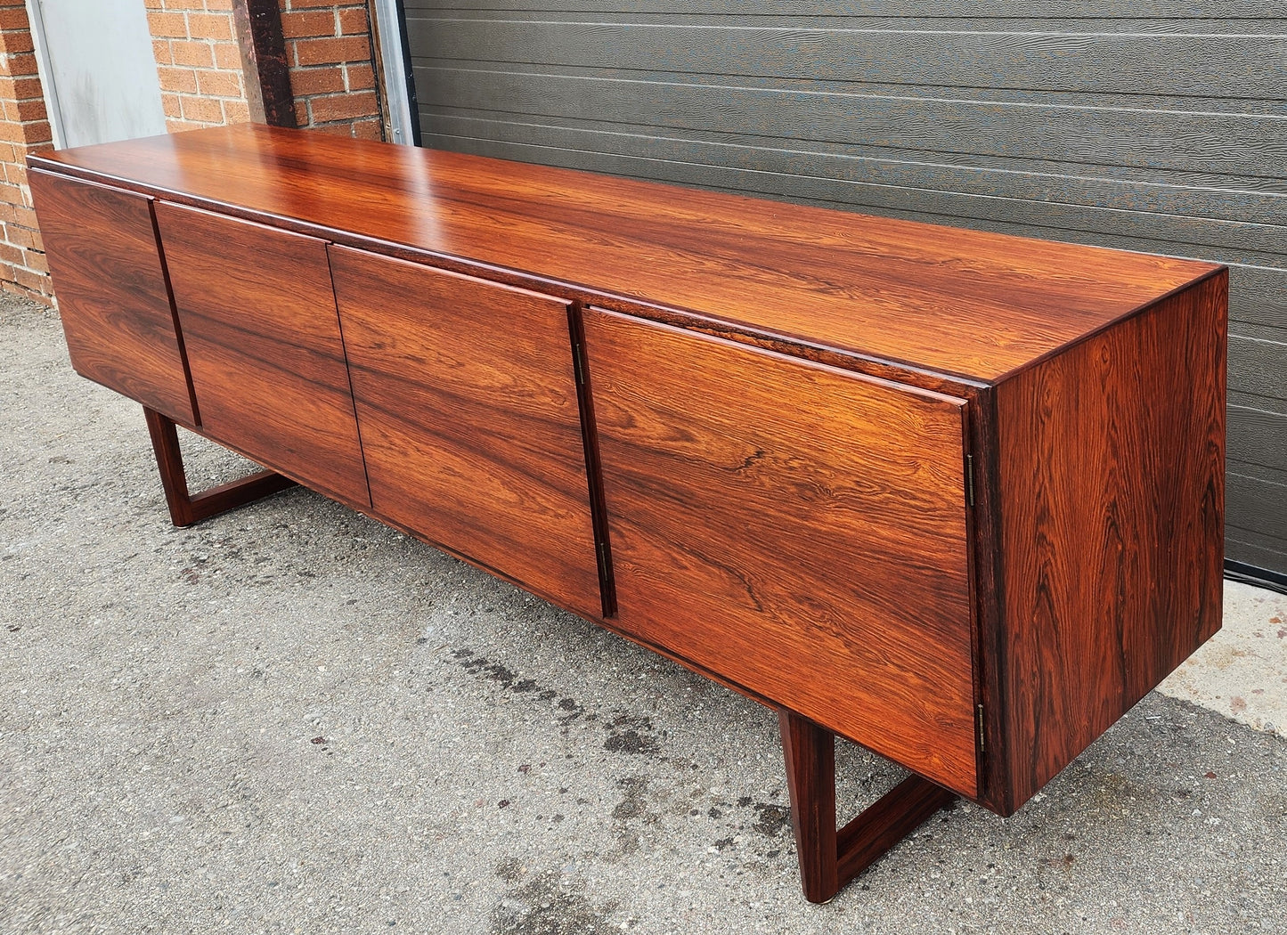 REFINISHED Danish Mid Century Modern Brazilian Rosewood Sideboard 95"