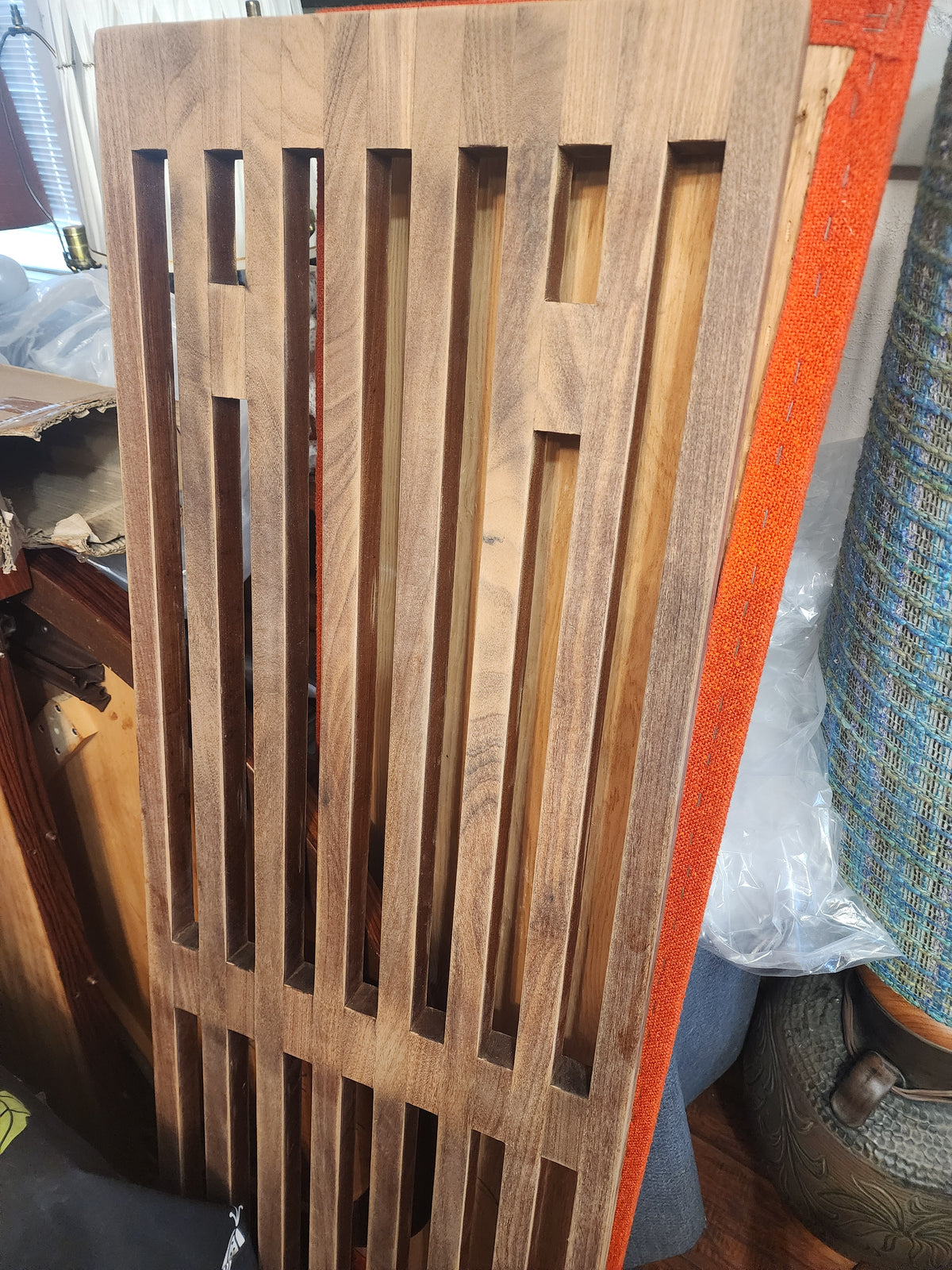REFINISHED Mid Century Modern Solid Teak Slatted Bench or Coffee Table 60