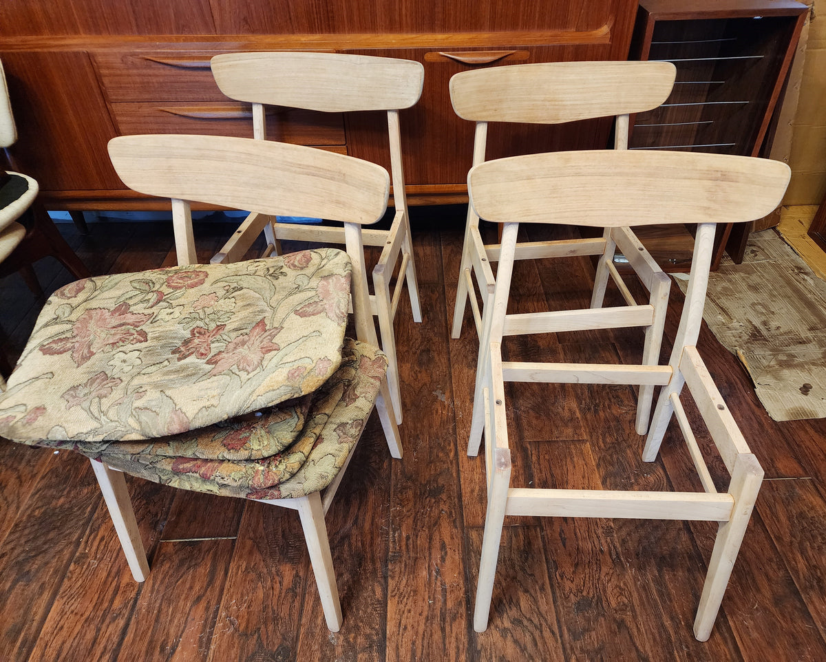 4 REFINISHED REUPHOLSTERED Danish Mid Century Modern Teak Chairs by Farstrup