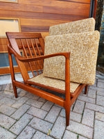 REFINISHED REUPHOLSTERED Danish MCM Teak Lounge Chair w Performance Fabric 15