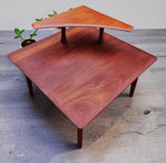 REFINISHED Mid Century Modern Solid Afromosia Corner Two-Tier Table by Imperial 8