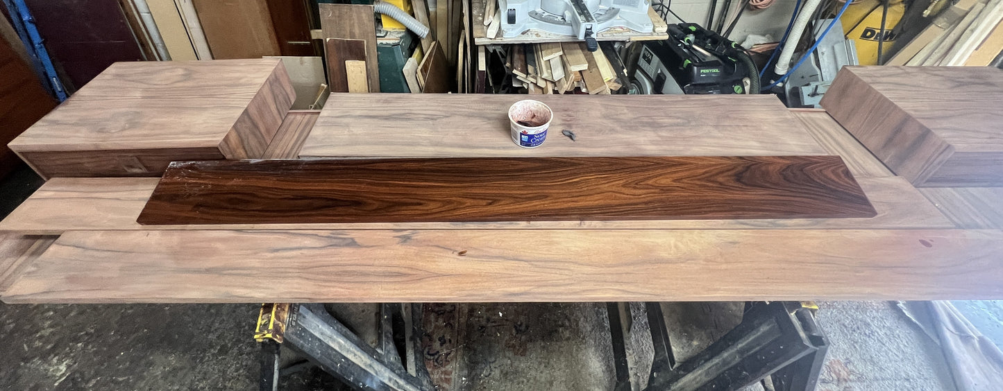 REFINISHED Mid Century Modern Rosewood Queen Bed w Floating Nightstands