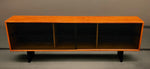 REFINISHED Mid Century Modern Teak & Black Bookcase TV Media Console 76.5