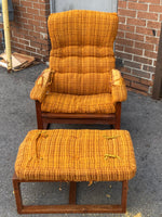 REFINISHED Mid Century Modern Teak Lounge Chair & Ottoman by Lennart Bender, Sweden 13